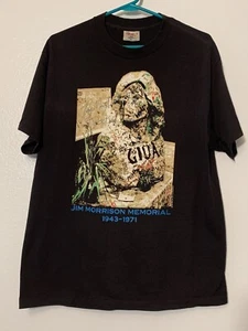 Vintage 80s Jim Morrison Memorial T Shirt XL Signed Ray Manzarek Doors 2 Sided - Picture 1 of 6