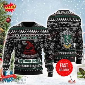 Snowflakes Slytherin Family Harry Potter Ugly Christmas Sweater - Picture 1 of 2