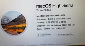 Macbook 2010 2.4 Ghz Intel Core Duo 3gb Ram Hard Drive 750 Read - Afbeelding 1 van 12
