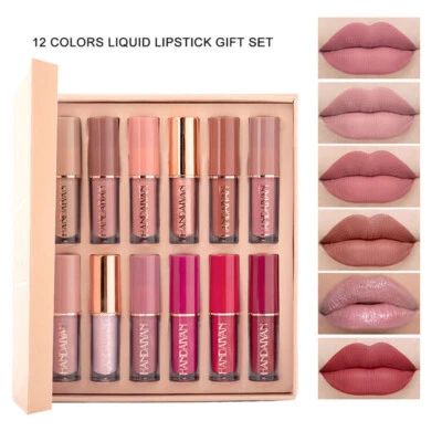 12pcs Waterproof Liquid Matte Lipstick Set Long Lasting Makeup Lip Gloss Beaut - Image 1 of 4