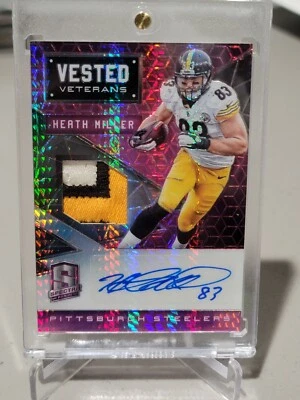 2016 HEATH MILLER PANINI SPECTRA VESTED VETERANS GAME WORN PATCH AUTO PINK /10 - Image 1 of 2