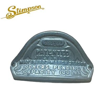 Stimpson 100 Lbs Capacity Computing Scale No 75 Tag / Badge Patent Dates - Image 1 of 4