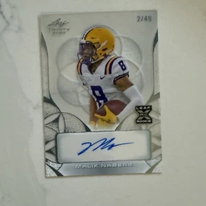 Malik Nabers 2024 Leaf Trinity Football Rookie Auto # 2/49 LSU Giants 🔥📈 - Picture 1 of 2