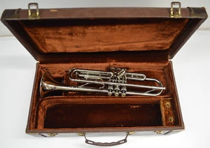 F.E. OLDS & SON SPECIAL L-10 TRUMPET, NICKEL PLATED FINISH - ORIGINAL CASE - Picture 1 of 20