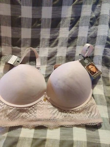 daisy fuentes bra full figure long line lace bra pink 38DD NWT - Picture 1 of 12