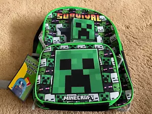 Zaino MINECRAFT CREEPER con borsa porta pranzo isolata staccabile - Foto 1 di 9