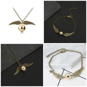 Wizard Potter Golden Snitch Inspired Silver Necklace Bracelet Earrings Gift UK - Picture 1 of 28