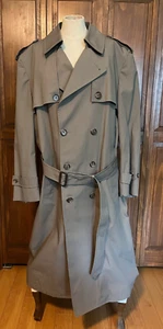 LONDON FOG Men's Double Breasted Trench Coat Olive Size 42R Removable Lining - Picture 1 of 9