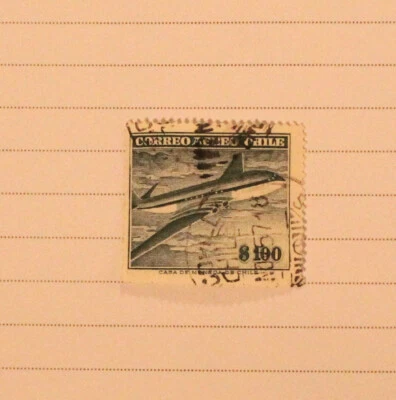 Sello postal del revestimiento aéreo de Chile Cometa de correo aéreo Foto 1 de 2