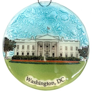 Washington DC White House Christmas Tree Ornament - Art Glass Light Decor - Foto 1 di 5