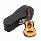 1:12 Scale Wooden Miniature Guitar with Stand and Case Mini Music Dollhouse