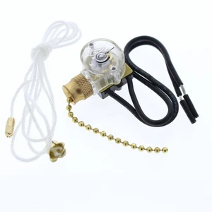 NSI 75101CW Pull Chain Switch On/Off Circuit Function SPST Brass Actuator - Picture 1 of 7