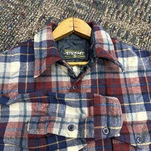 Vtg Pendleton 100% Virgin Wool XL Flannel Shirt Plaid Men’s Red Blue - Picture 1 of 9