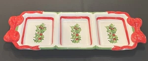 Christopher Radko Holiday Celebrations 17” Sectioned Tray Holly Berries - Picture 1 of 5