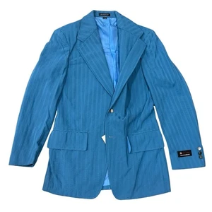 NOS Vintage Enroy Blue 70s Double Knit Blazer 38R Made in Japan Mod Disco Coat - Bild 1 von 13