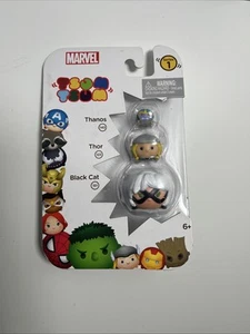 MARVEL TSUM TSUM SERIES 1 BLACK CAT, THOR, THANOS FIGURES 3 PACK 2016 SEALED - Picture 1 of 2