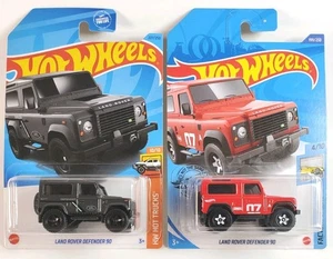 2 Car Lot Hot Wheels Land Rover Defender 90 Gray & Red - Picture 1 of 3
