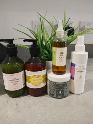 Hair care kit(medium size) (shampoo,conditioner,cream,growth oil,leave in spray) - Image 1 of 4