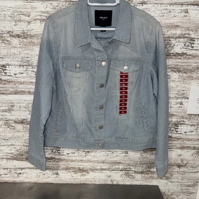 Precio de venta sugerido por el fabricante 79 $ Chaqueta vaquera para mujer nueva con etiquetas Nine-west a rayas talla XL Foto 1 de 4