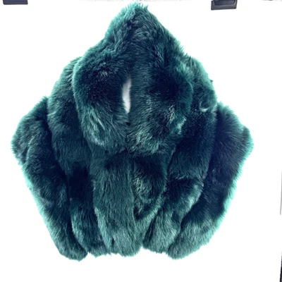 Womens Faux Fox Fur Shawl Wrap Bridal Fur Stole Scarf Evening Cape Green - Image 1 of 4