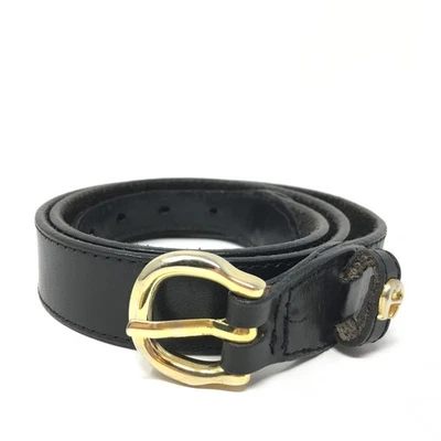 Cinturón de vestir Etienne Aigner con logotipo para mujer talla mediana M cuero negro latón vintage Foto 1 de 4