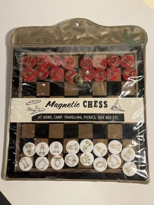 Vintage 1960’s Magnetic Travel Chess Board Complete In Original Packaging - Picture 1 of 4