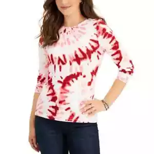 T-shirt a maniche lunghe Style & Co Petite Tie-Dyed, Spin Dye Merlot, PM - Foto 1 di 8