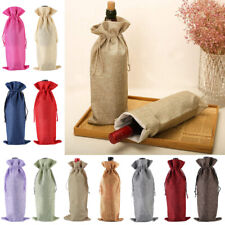 1PC Rustic Wine Bags Pouch Wine Bottle Covers Drawstring Jute Burlap Gift Bags