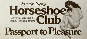 Vintage Horseshoe Club Casino Flyer Reno NV Pleasure Passport Gaming Coupons - Picture 1 of 5