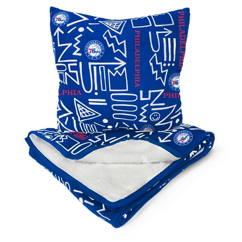 Philadelphia 76ers Doodle Pop Poly Span Blanket and Pillow Combo Set Cover