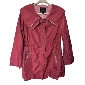 Mossimo Women’s Sz M Maroon Red Trench Rain Coat Jacket Mid Length Cinched Waist - Picture 1 of 8