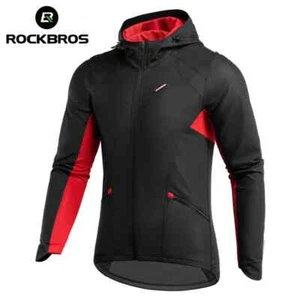 Thermal Fleece Bike Jackets Reflective Windproof Keep Warm Hooded Jacket - Picture 1 of 17