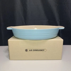 Le Creuset 9” Sky Blue Stoneware Oval Au Gratin Casserole Baking Dish Brand New - Picture 1 of 4
