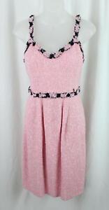 Chanel Pink Black Tweed Cotton Blend Fringe Sleeveless Dress 07P Size 40 8