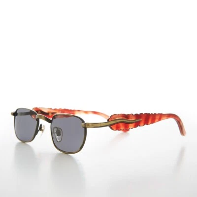 Bronze Rectangular Vintage Sunglasses with Gray Lenses - Rusty - Image 1 of 3