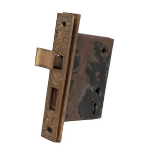 Antique Door Mortise Lock with Ornate Faceplate & Strike Plate - Bild 1 von 6