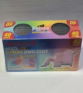 Maxell Slimline Jewel Cases For CD's & DVD's Multi-Color 40-Pack *Slight Crack* - Picture 1 of 2