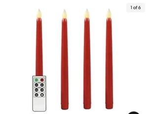 Valentine Red Flameless Taper Candles w/Timer 10.8in Battery Operated Candles - Picture 1 of 7