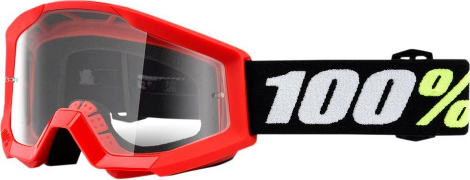 100% Strata Mini Grom Rosso Goggles Motocross Enduro Occhiali Bambini Rosso/Nero - Immagine 1 di 1