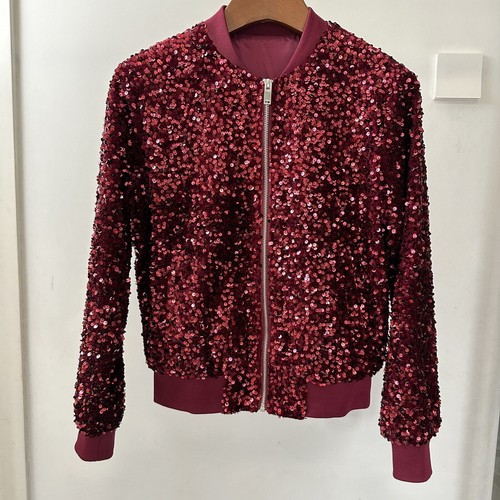 VETEMENTS Giacca corta paillettes primaverile nuova donna punk cappotti moto baseballl outwear