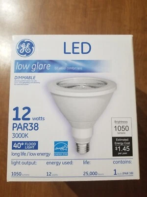 GE 92973 LED PAR38 Dimmable Flood, 12 watts, 1050 lumens, 3000K Natural White, - Image 1 of 4