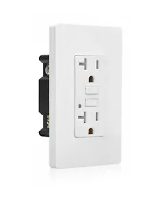 Salida TR 20A Amp GFCI resistente a manipulaciones con placa de pared sin tornillos gratis - Listado por UL - Imagen 1 de 2