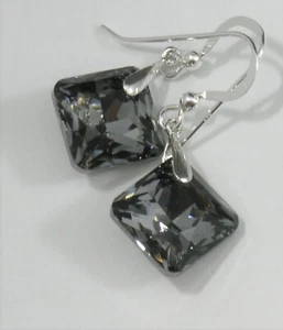 Avilagems Swarovski Kristall Silver Night .925 Sterling Silber Ohrringe Haken - Bild 1 von 3