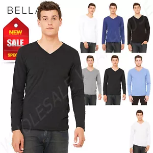 Bella + Canvas 3425 Unisex Jersey Long Sleeve V Neck T Shirt - Picture 1 of 8