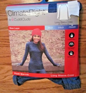 Climate Right CUDDL DUDS~BLUE DENIM Plush Warmth LS Crew~Women's Size XS~NIP - Picture 1 of 2