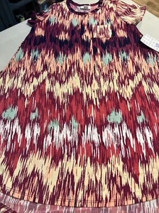 LuLaRoe Scarlett Dress Size 10 Sunset Chevron Fun Colors Slinky #427 - Picture 1 of 6
