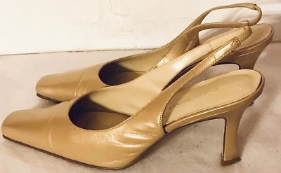 Karen Scott Mason Slingback High Heels 8 M Beige Leather Pumps EUC - Image 1 of 4