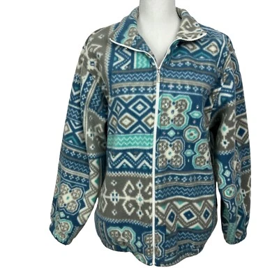 Alfred Dunner Women’s Full Front Zip Jacket Medium Geometric Multi Color Print - Image 1 of 4