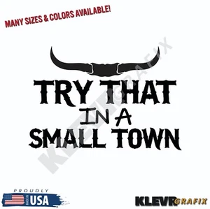 Try That In a Small Town 7"x5" Vinyl Window Decal Bumper Sticker Jason Aldean - Foto 1 di 2