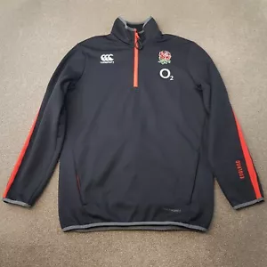Canterbury Inglaterra 1/4 Cremallera Top Medio Azul Rugby Pullover Entrenamiento Taladro O2 - Imagen 1 de 14